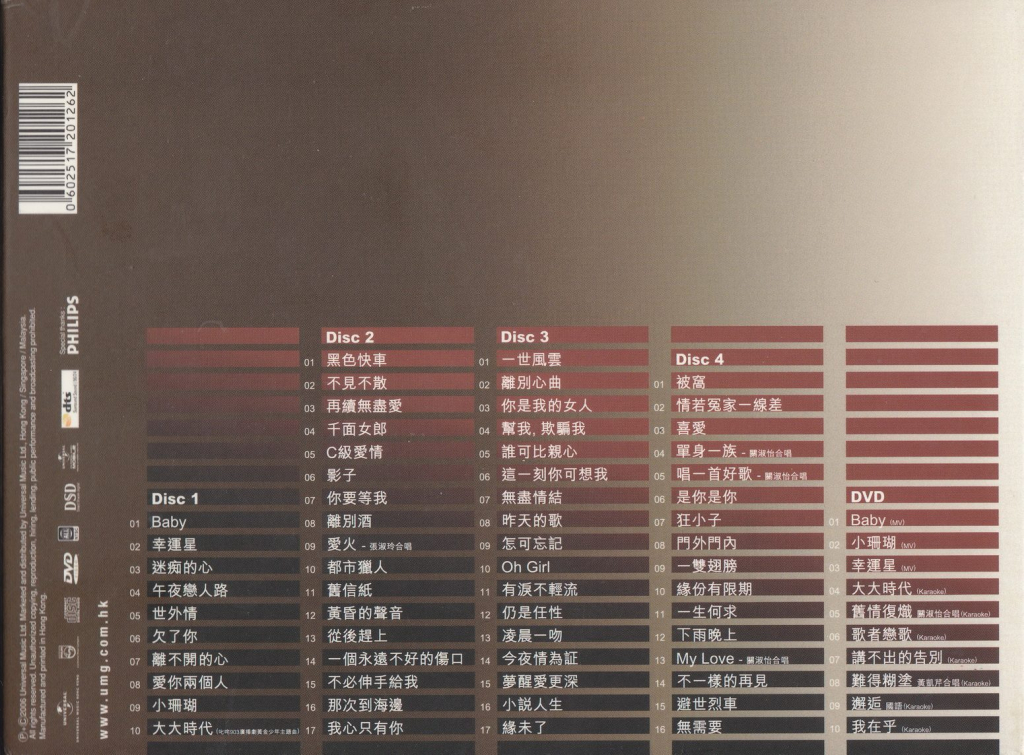 谭咏麟 ALAN·听 BACK OF ALBUM